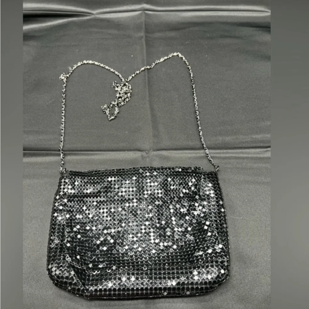 Black evening clutch with black mesh flap (PB1)